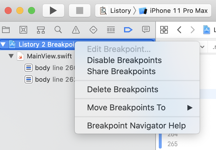 Delete XCode debug Breakpoints